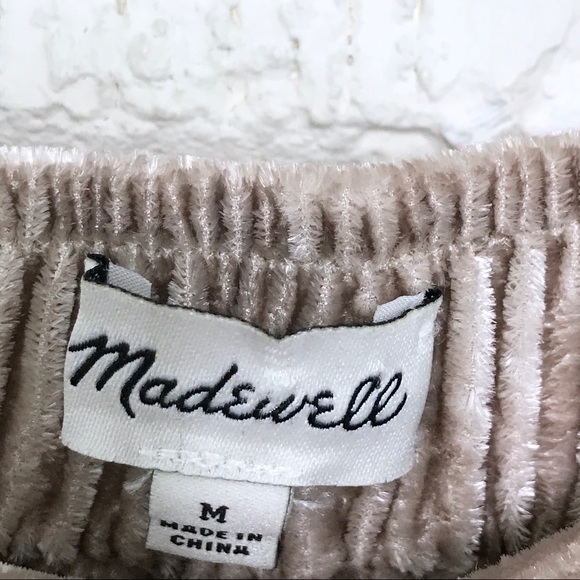 Madewell Crinkle Velvet Wide-Leg Pants Beige M - Picture 6 of 8